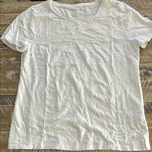 White Lace Detail Women's Top- Talbots